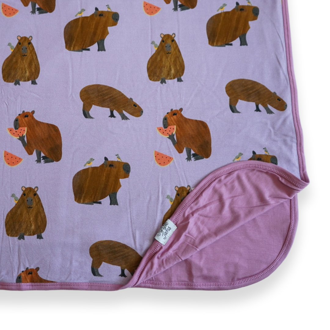 Capybara Reversible Double Layer Bamboo Blanket - Jungle Jams