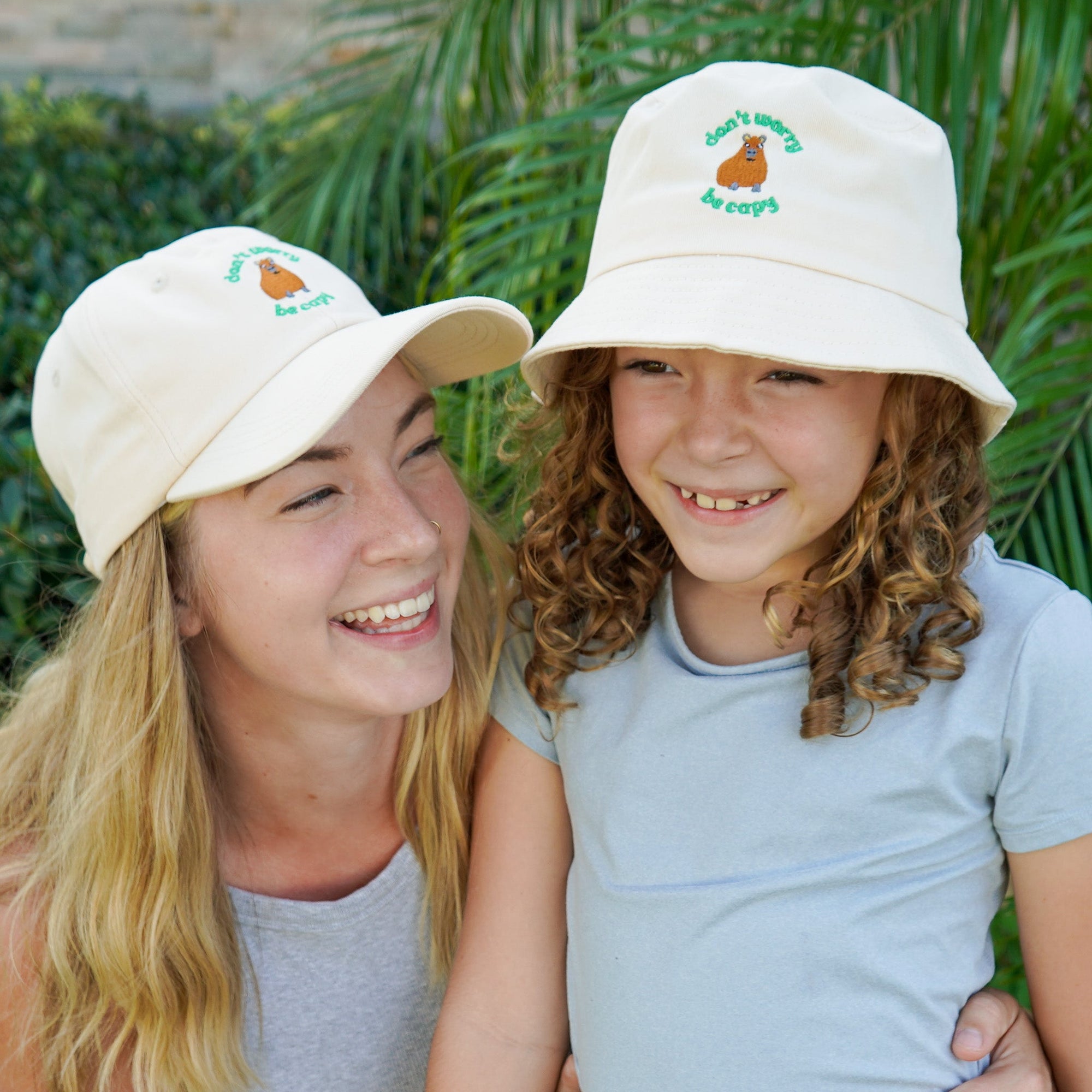 Family Matching 'Don't Worry, Be Capy' Embroidered Bucket Hat - Jungle Jams