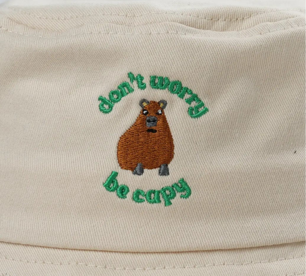 Family Matching 'Don't Worry, Be Capy' Embroidered Bucket Hat - Jungle Jams