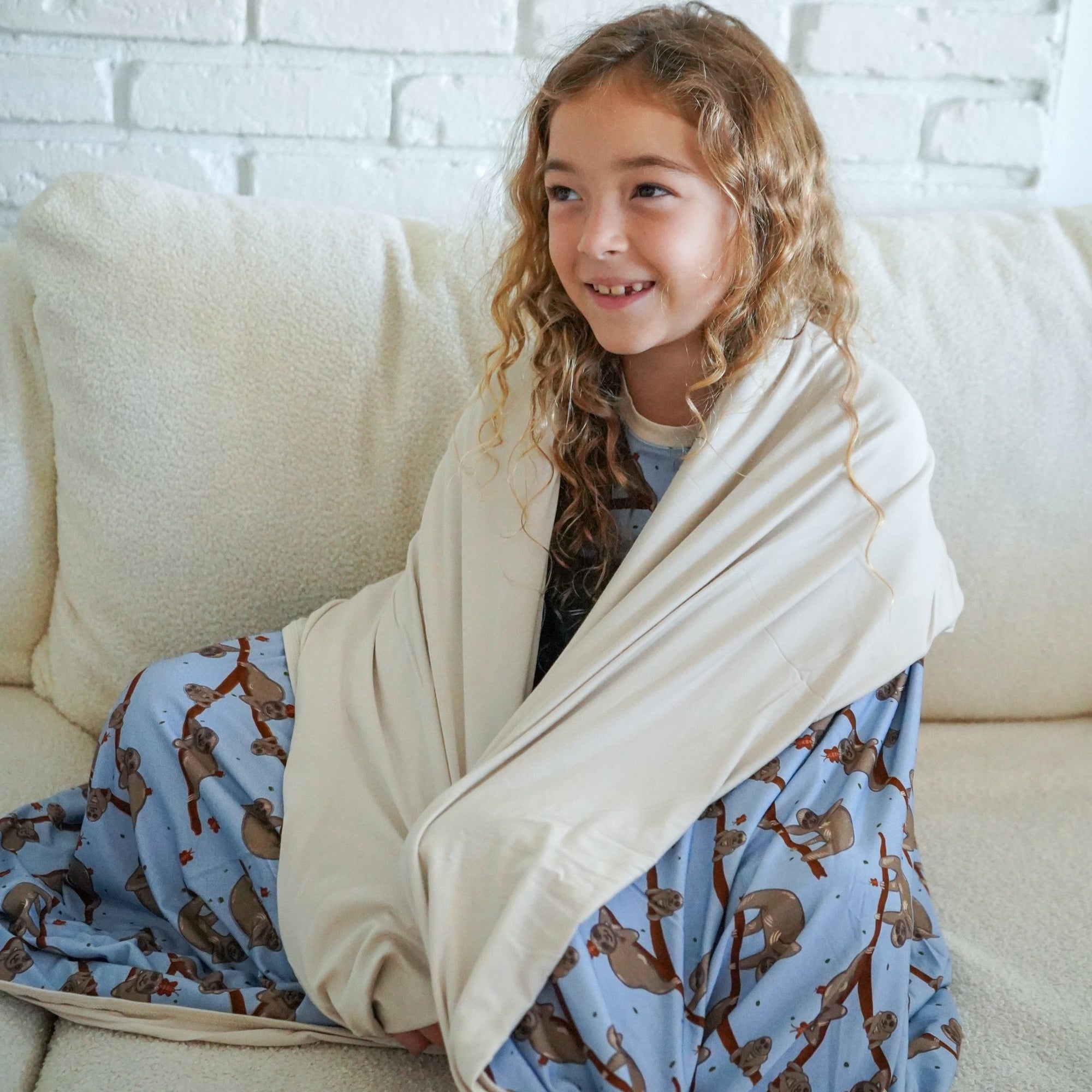 Sloth Reversible Double Layer Bamboo Blanket - Jungle Jams